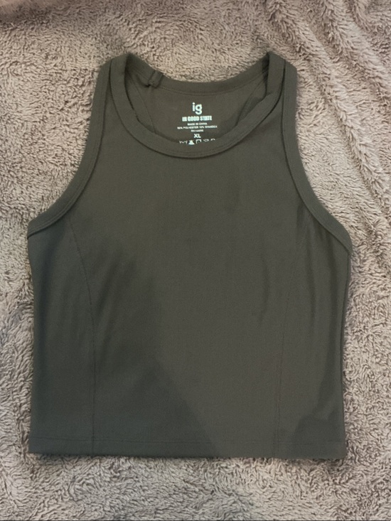 In good state Tops - Olive Green Ribbed Tank Top